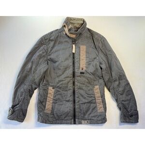 G Star Raw GS 3301 Jacket Men MED Grey Quilted Coat Military Full Zip Streetwear